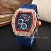 Reloj de Cuarzo Multifuncional Luminoso Impermeable para Hombre, Estilo Richard, con Incrustaciones de Diamantes, Forma de Barril, Modelo Nuevo Transfronterizo