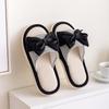 Pantuflas de Lino Amazon Transfronterizas Pantuflas de Satén con Lazo para Interiores Pantuflas de Algodón y Lino Gruesas para el Hogar Estilo Europeo y Americano para Mujer