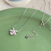 Collar de lazo de plata esterlina S925 para mujer, rosa, niña, corazón, nicho de lujo ligero, dulce cadena para clavícula, collar de alta gama