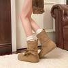 Botas Curtas Retro de Bico Redondo que Aumentam a Altura para Mulheres Outono e Inverno 2025 Novas Botas com Cadarço e Solado Macio Botas Western Cowboy Birkenstock