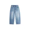 Calça Jijian Jeans Colorido com Strass Barra Curva 2026 Verão Fina Cropped Calça Larga Solta Calça Versátil 2005