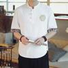 Camiseta de Lino de Manga Corta para Hombre Verano Estilo Chino Top Estilo Chino para Hombre Estilo Tang de Media Manga Tallas Grandes para Hombres Gordos Ropa de Algodón y Lino