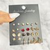 Conjunto de pendientes geométricos de estilo retro para mujer, conjunto de joyas de metal de alta calidad con nicho para Europa y Estados Unidos, venta al por mayor