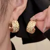 Pendientes anchos de forma semicircular en C de estilo vintage francés con textura martillada a mano, simples y elegantes, pendientes versátiles