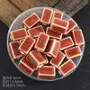 Acessórios para Joias DIY Contas Cerâmicas Quadradas Curtas com Furos Retos, Contas Soltas Quadradas com Esmalte Floral, Materiais para Chaveiros, Acessórios para Miçangas