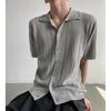 Cárdigan de punto con solapa hueca, manga corta para hombre, verano, alta calidad, texturizado, transpirable, holgado, versátil, camiseta, polo, moderno