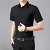 Camisa Casual de Verano de Manga Corta para Hombre de Media Manga Color Puro Camisa de Trabajo de Negocios Profesional Formal Azul Ropa de Hombre