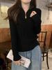 Suéter de Punto de Alta Calidad con Cremallera Media Altura Elegante para Otoño e Invierno Diseño de Manga Larga para Mujer Top Básico Estilo Extranjero