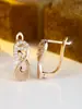 Pendientes de Diseño de Forma de 8 con Recortes y Microincrustaciones de Diamantes de Nuevo Estilo Europeo y Americano, Chapado en Oro Imitación Cobre, Color Duradero, Pendientes Versátiles Diarios para Instagram