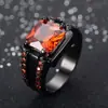 Huajie Venta Caliente Transfronteriza Estilo Europeo y Americano Negro Borde Cuadrado Diamante Anillo de Diamante Moda Creativa para Mujer Anillo Personalizado