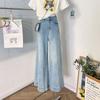 Jeans de perna larga com stretch americano para mulheres 2024 primavera e outono novo retrô solto emagrecimento cintura alta calças manequim