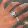 Lágrimas de Luz Estelar! Anel de Prata em Formato de Gota de Diamante para Mulheres, Design de Nicho com Sensação de Luxo, Anel para Festa à Noite, Anel para Dedo Indicador