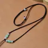 Colgante de Cuerda con Cuenta de Jade Sintético Collar de Cuerda con Cuenta de Vidrio Blanca Hilo Hecho a Mano DIY Cuerda Trenzada de 4 Hilos para Colgar Jade Venta al por Mayor