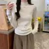 Suéter liso simples de gola alta para mulheres, outono e inverno de 2026, veludo alemão macio e aconchegante, ombro regular, top base versátil