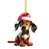 Perro Sonriente de Navidad Transfronterizo Árbol de Navidad Colgante Lindo Sombrero de Navidad Perro Decoraciones Acrílicas Colgante