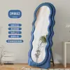Espejo de pie ondulado de cuerpo entero de moda para uso doméstico, estilo Cream Ins, espejo de tocador para dormitorio de niñas, espejo de probador de alta gama