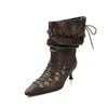Botas Vaqueras de Punta para Mujer con Doble Uso, Nuevas para Otoño 2026, Botines Cortos Plegables de Estilo Retro con Diseño de Tobillo Apilado