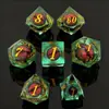 Dados de Resina de Longan Flujo Corazón Núcleo Líquido Color Longan Cthulu DND Dungeons & Dragons Juego de 7 Piezas