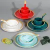 Nuevo juego de vajilla de melamina de cuatro piezas para decoración de mesa de restaurante comercial, imitación de porcelana, juego de cuenco y plato para restaurante de barbacoa