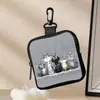 Bolsa de Monedas Estampada de Gato Gris de 5 Piezas, Bolsa de Almacenamiento Impermeable de Cuero Sintético con Cremallera, Estuche Multifuncional Mini para Auriculares