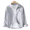 Camisa de Color Sólido Artística de Manga Larga para Hombre 2024 Primavera y Otoño Estilo Japonés Casual Juvenil Fresca y Sencilla Camisa de Trabajo