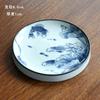 Coaster Cerâmica Redonda Tapete de Isolamento Térmico Retrô Azul e Flor Tapete de Xícara de Chá Doméstico Kung Fu Jogo de Chá Anti-escaldante Porta-copos Acessórios para Cerimônia de Chá