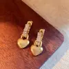 Pendientes de broche de metal con circonita microincrustada, forma de corazón, plateados, pequeños, simples, con temperamento, para la red, dos formas de llevar, pendientes de corazón