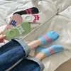Calcetines Invisibles Tipo Barco para Mujer Estilo Primavera-Verano con Frases en Inglés, Calcetines Cortos Antideslizantes de Corte Bajo, Calcetines Tipo Barco de Corte Bajo con Bloques de Color Personalizados