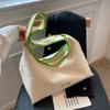 Bolso grande de lona para mujer, para uso diario, nuevo, casual, versátil, color de contraste, bolso de hombro, moda, simple, bolso de axila