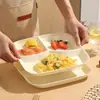 Plato dividido transfronterizo de plástico para una sola porción plato de comida rápida plato de frutas plato para perder peso plato cuadrado de tres compartimentos uso comercial