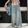 Calça Jeans de Outono para Meninas 2026 Novo Estilo Calças Infantis Meninas Meninas Grandes Estilosas Estilo Coreano Roupas de Primavera Calças de Perna Larga Calças de Perna Reta