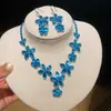 ¡Lujo europeo y americano! Collar de flor de circón de colores con gota de agua, cadena para clavícula de estilo court vintage, joyería de lujo ligero de alta gama