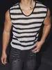 Colete de Tricô sem Mangas Color Block Listrado Estilo Americano Fitness Masculino Verão 2026 Novo Versão Coreana Solto Casual