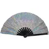 Ventilador de Tecido Refletivo 33cm Ventilador de Tecido Refletivo Fresco Atividades de Festa Ventilador Refletivo de Kung Fu Leque Dobrável