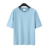 Camiseta de Algodão Puro Ombro Caído Slim Gola Redonda Manga Curta para Homens e Mulheres Solta Cor Pura Gola Redonda Gordinha Moderna Manga Curta para Homens e Mulheres