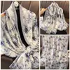 Bufanda Nueva de Seda Simulada, Bufanda Larga de Brocado, Moda Primavera y Otoño, Versátil Chal de Protección Solar de Verano, Turbante