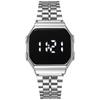 Reloj electrónico de acero con LED de metal, reloj táctil cuadrado de oro rosa para estudiantes, de comercio exterior, para hombres y mujeres.