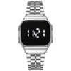 Relógio Eletrônico de Metal com Pulseira de Aço Cor Ouro Rosa Quadrado LED Moda Estudante Tela de Toque para Homens e Mulheres Venda Quente no Comércio Exterior