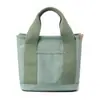 Bolsa de Lona Casual Simple Estilo Japonés para Mujer de Gran Capacidad Ligera Bolsa para Fiambrera de Oficinista Almacenamiento Multicapa Bolso de Mano Portátil