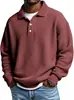 Site Independente Outono 2025 Nova Camisa Polo Waffle Masculina Retro Americano Cor Sólida Gola Polo Top Masculino