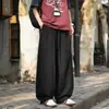 Pantalones Casuales de Cuchillo Torcido Estilo Japonés para Hombre Tendencia Primavera y Otoño Caídos de Pierna Ancha Largos Tallas Grandes para Hombre Sueltos de Algodón Puro de Pierna Recta