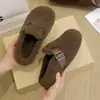 Nuevas Zapatillas de Piel con Hebilla y Puntera Reforzada para Mujer Otoño/Invierno 2026, Estilosas para Exteriores, Tacto de Alta Gama, Zapatillas Calientes con Forro de Terciopelo