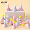 Decoración de pastel del Día de San Valentín chino oso sentado de goma blanda adorno vela de corazón mini sombrero topper
