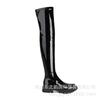 Botas acima do joelho de açúcar quadrado para mulheres outono e inverno Novas botas de emagrecimento bico quadrado fundo grosso botas longas de aumento de altura salto grosso botas finas maré