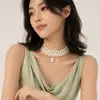 Joias Transfronteiriças Europeias e Americanas, Colar de Pérolas Elegante de Múltiplas Camadas para Mulheres, Pingente de Pérola Irregular, Colar de Miçangas Versátil