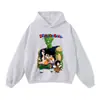 Top con Capucha de Algodón Puro Lavado y Desgastado Estilo Streetwear Europeo y Americano Transfronterizo Oversize Anime Japonés Marca de Moda Hombre