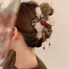 Linda Presilha de Pelúcia de Natal Outono e Inverno para Cabelo Feminino Presilha de Laço para Nuca Grande Presilha de Tubarão de Alta Qualidade Acessório de Cabeça