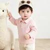 Camisa Polo para bebé, ropa infantil para niños, top de bebé con cuello camisero, nuevo estilo de otoño, camiseta básica versátil de color liso suave, manga larga