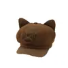 Gorra de béisbol bordada con orejas de gato para mujer, lindo estilo otoño e invierno, adecuada para cabezas grandes, hace que la cara se vea más pequeña, sombrero versátil de copa suave