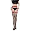 Super transparente sexy encaje color contrastante encaje tirantes medias enterizas transparentes de encaje tentación ultradelgadas calcetines con liguero